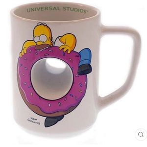 UNIVERSAL STUDIOS COFFEE CUP MUG THE SIMPSONS HOMER DONUT HOLE NEW